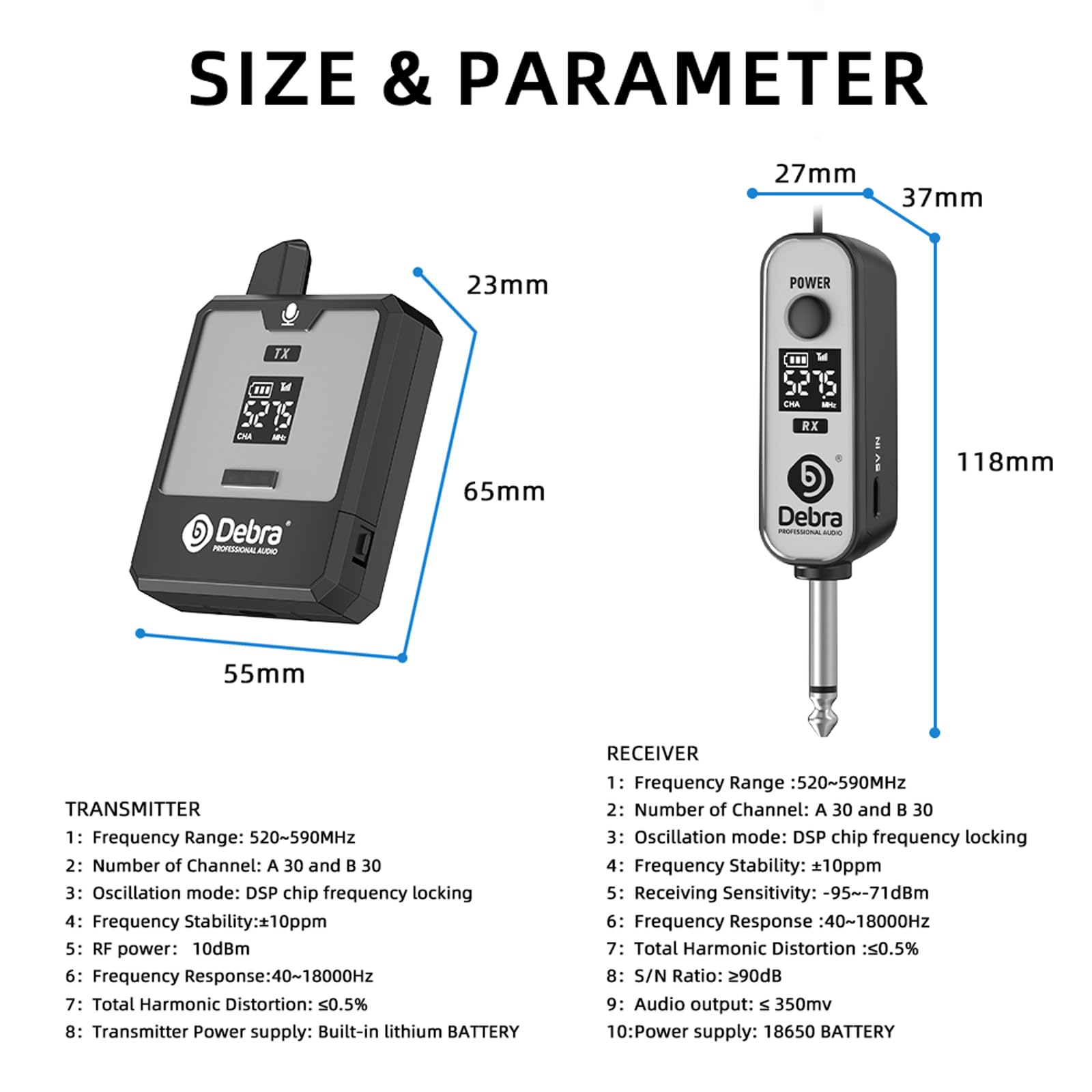 D Debra DT-01 Micrófono Inalámbrico UHF con Receptor – Set de Micrófono de Diadema Recargable, Plug & Play, Alcance 30m, Tecnología Inalámbrica, para Karaoke, Conferencias, Iglesias, Deporte