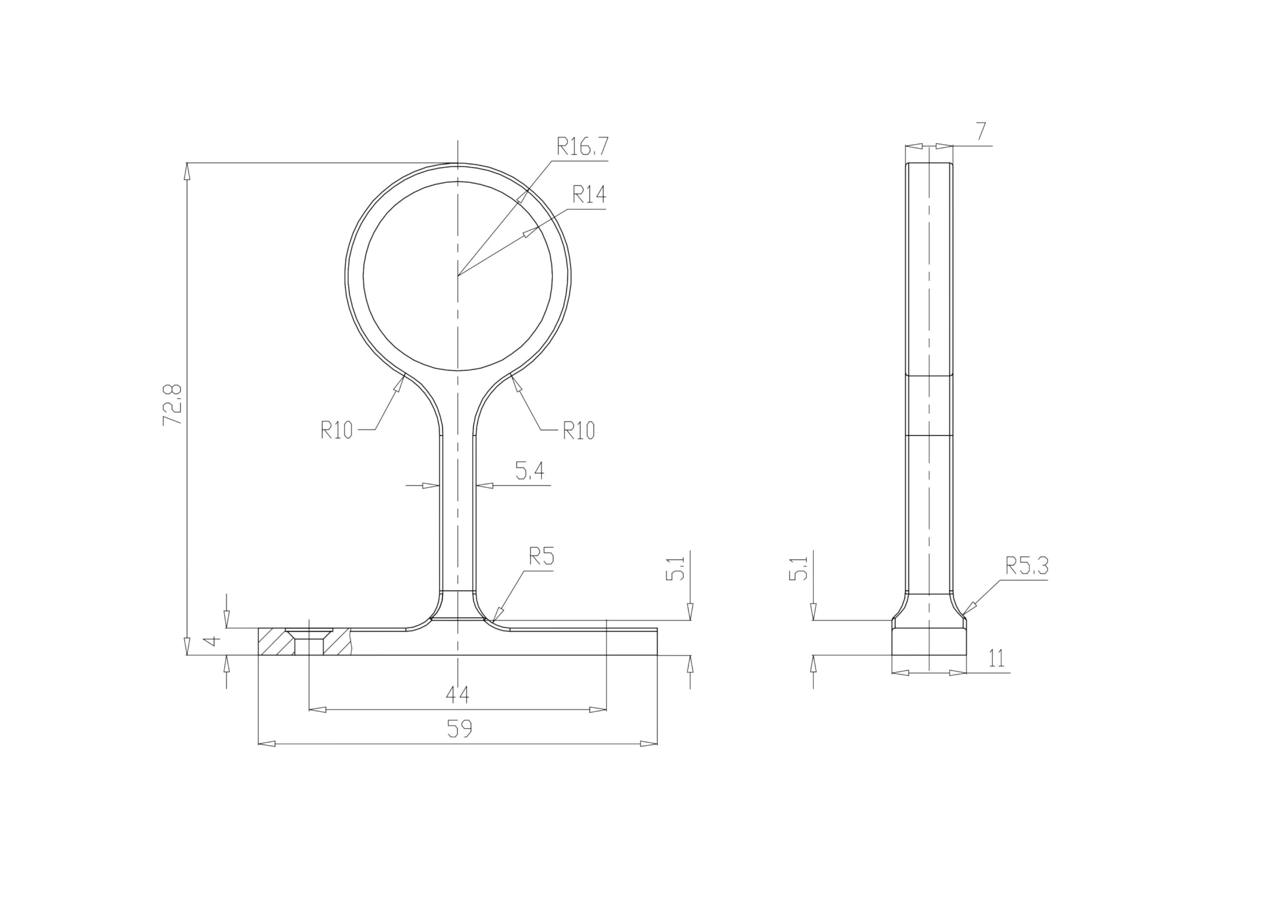 Hardware Resources Middle Mounting Bracket for 1-1/16