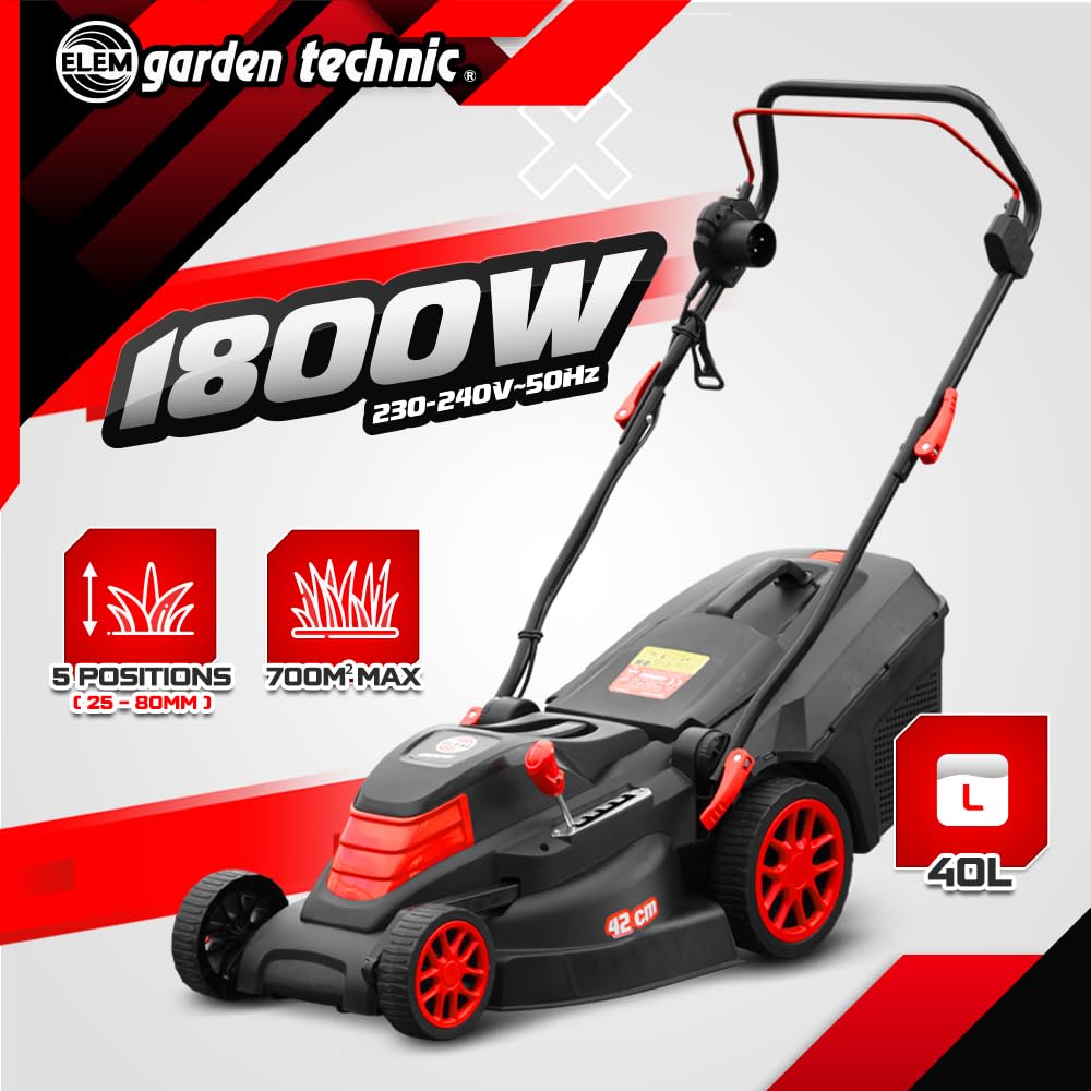 Elem Garden Tondeuse à Gazon électrique 1800W 42CM