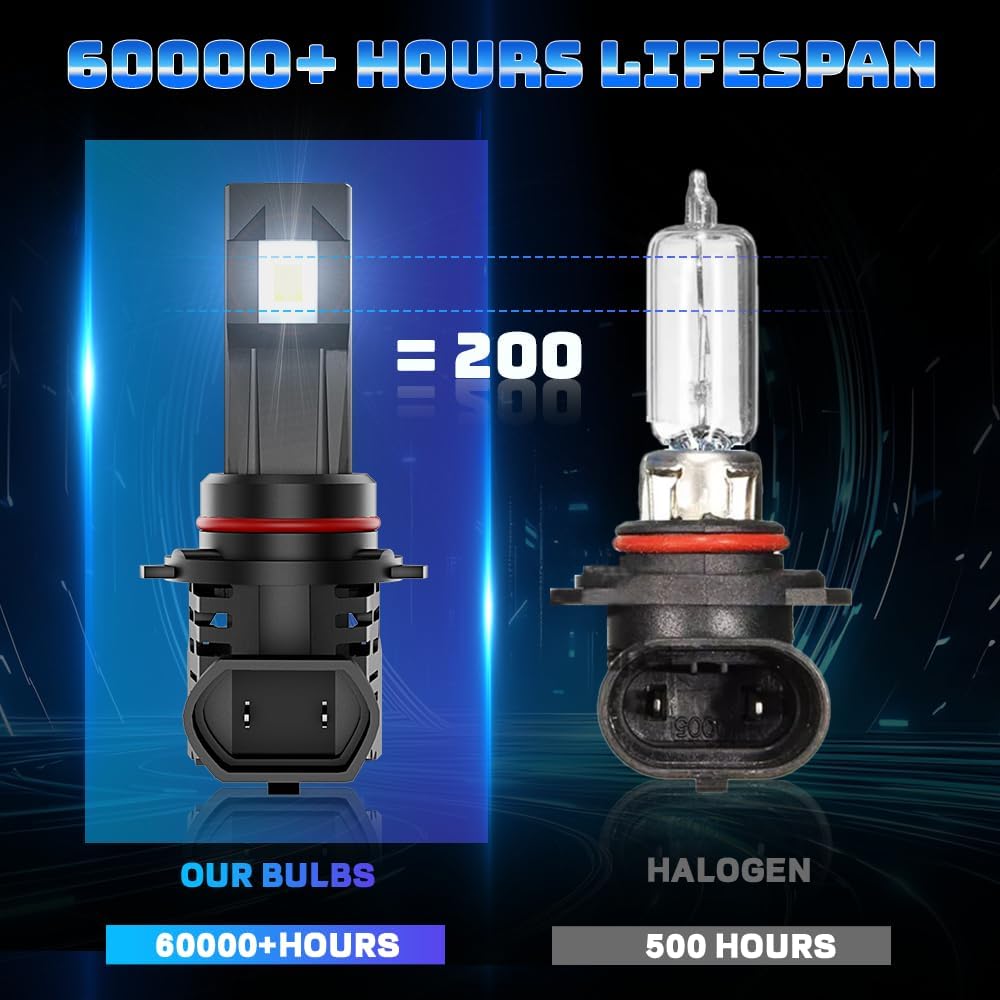 For Toyota Camry 2007 2008 2009 2010 2011 2012 2013 2014 2015 2016 2017 2018 Hi-Lo Beam Light Bulbs,6000K White,800% Brighter Lightness,Plug and Play,60,000 Hours Lifespan(Pack of 4)