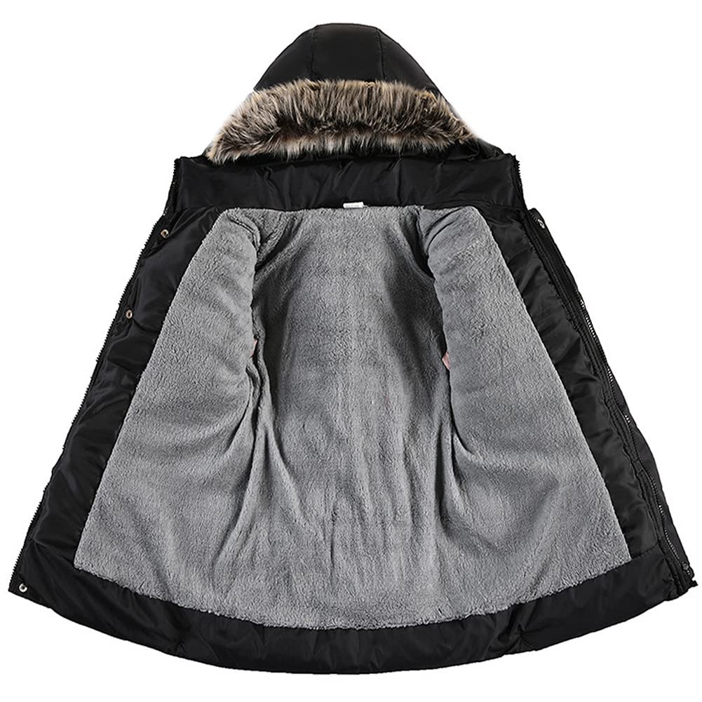 Niño Abrigo Acolchado Algodón con Felpa Interior Chaqueta de Inviern con Pelo Capucha Calida Ropa Exterior