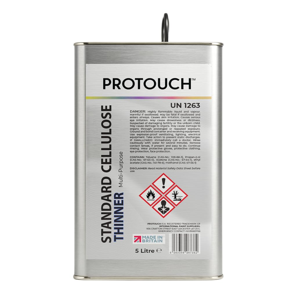 PROTOUCH Standard Cellulose Thinners, 5 Litres, for Lacquers, Primers and Basecoat Paints, Flexible Cap Tin