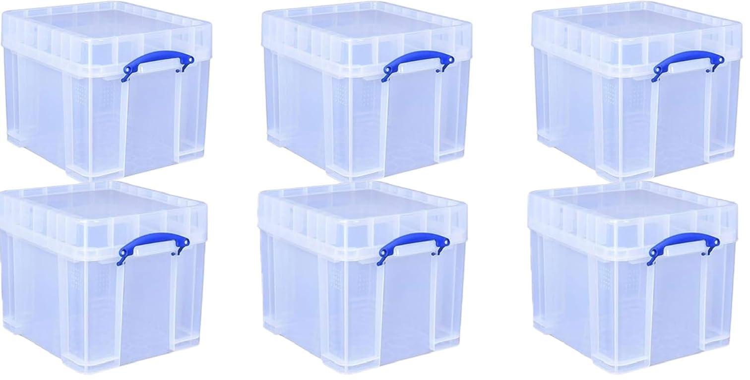 Pasha Traders Clear Really Useful Storage Box 35 Xl Litre Pack Of 6