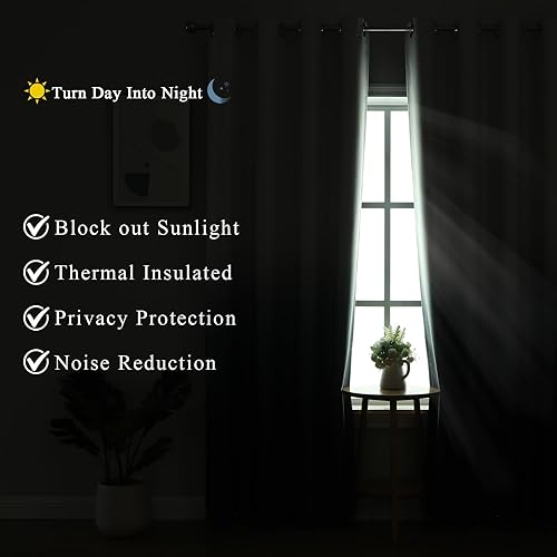 Miniatura 2 de Estelar Textiler Cortinas opacas degradadas de 84 pulgadas de largo, juego de 2 paneles para sala de estar, azul marino y blanco grisáceo, ahorro de