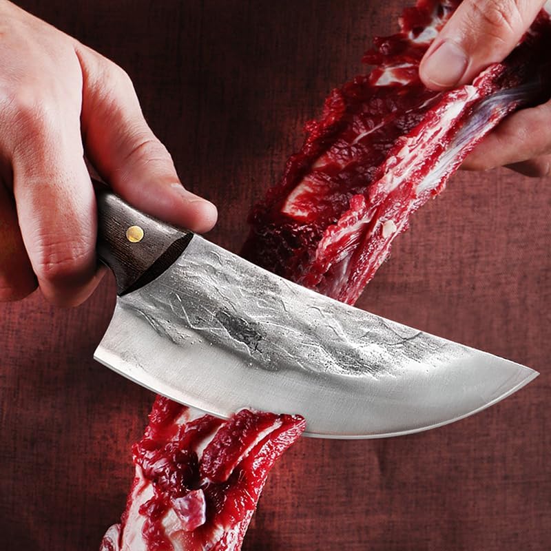Meat Cleaver,Cleaver Knife 6.3 Inch Kitchen Hunting Knife Handmade Forged Boning Knife Meat Cleaver Butcher Fish Chef Knife Stainless Steel Machete For Kitchen, LAMAJIGA5844