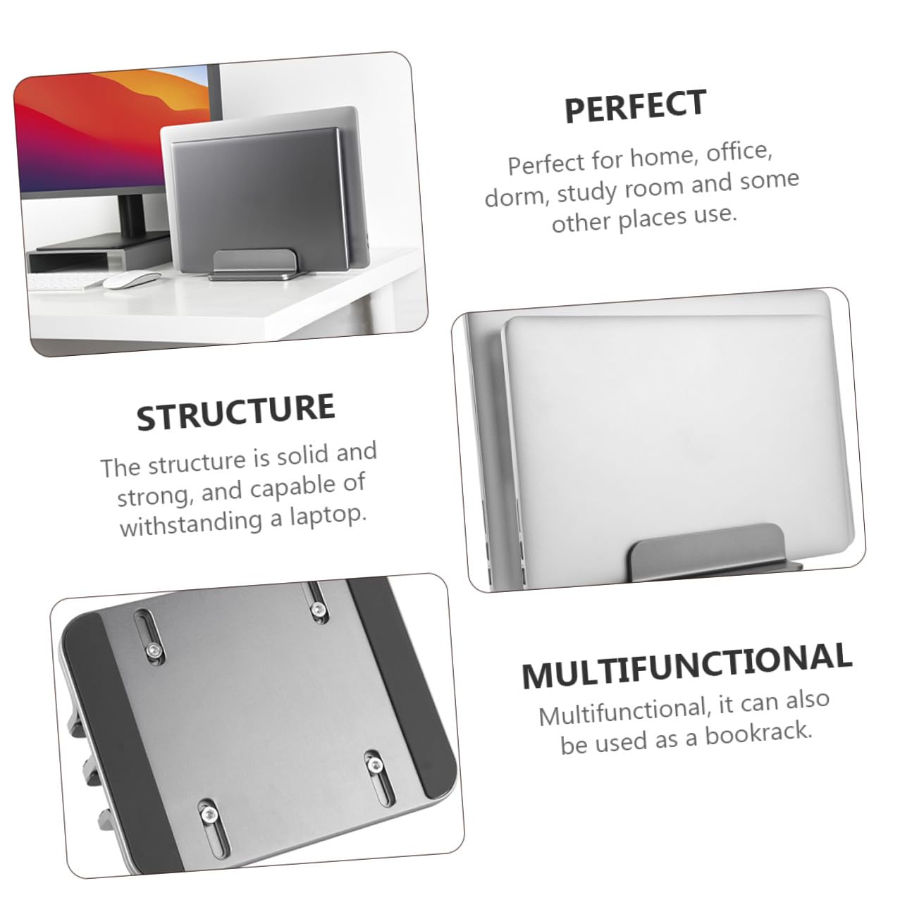 Soporte Vertical Doble de Aluminio para Portátil y Tablet Base Ligera y Resistente Multifuncional para Ordenador y Diseño Compacto y Portátil