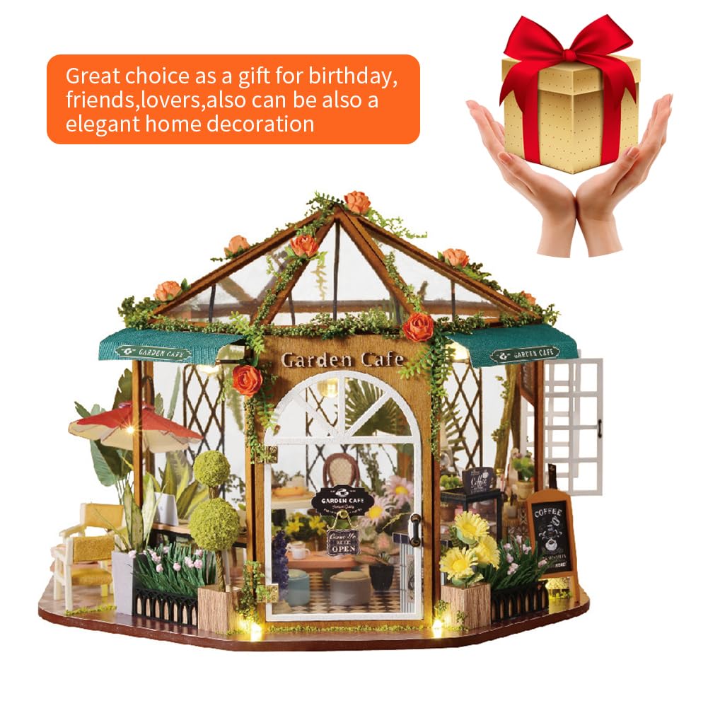 Generico Kit per Casa delle Bambole in Legno Fai da Te con Luce A LED Modello di Edificio Insolito Miniature da Costruire