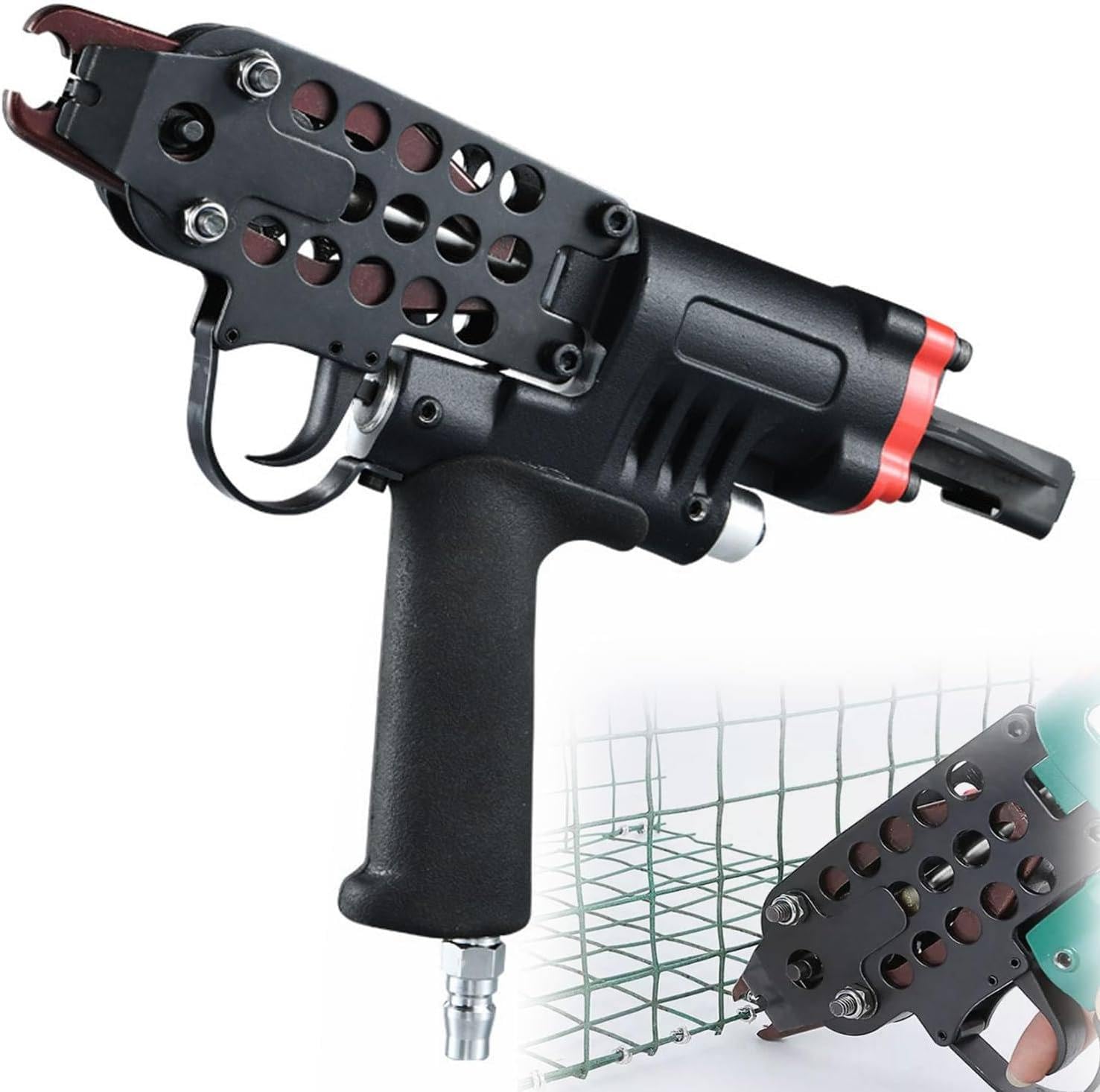 Herramienta de clavadora neumática, pistola de clavos de aire tipo C para anillos en C, grapadora de alicates de anillo de jaula para proyectos de carpintería y valla, compatible con SC7E/SC7C/SC760