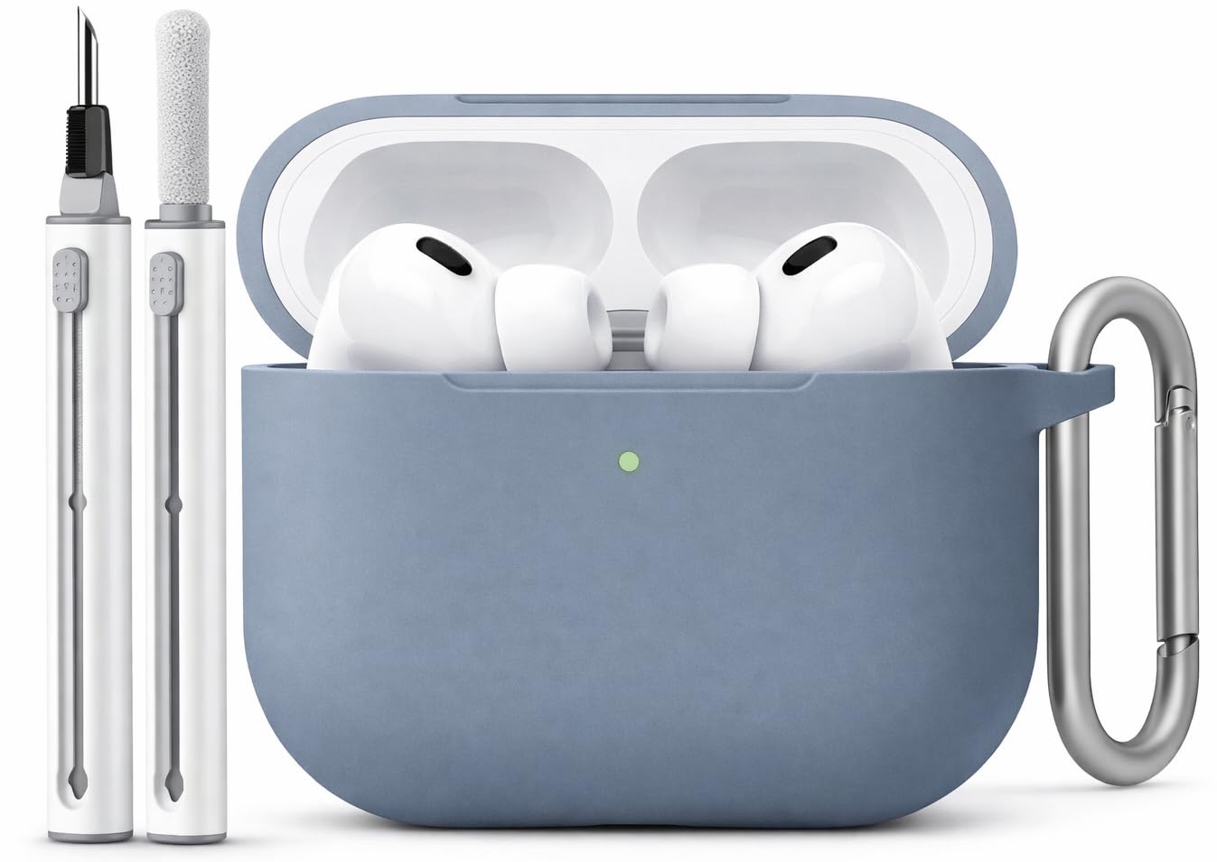 Meyaar for AirPods Pro 3 Case 2025 with Cleaner Kit,Soft Silicone Protective Cases for Apple AirPods Pro 3rd Generation Case for Women Men,AirPod Pro 3 Cases Cover with Keychain (Slate Blue)