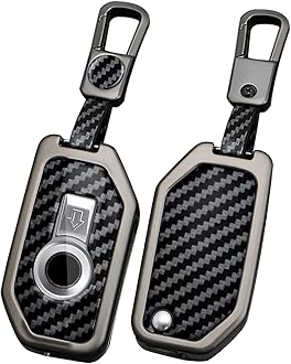 ontto Carbon Fiber Key Holder Fit for BMW Motorcycle Key Fob,Solid Key Fob Cover with Keychain for R1250GS ADV R1200GS C400GT 750GT F850 F750GS F850GS F900R F900XR K1600,Black