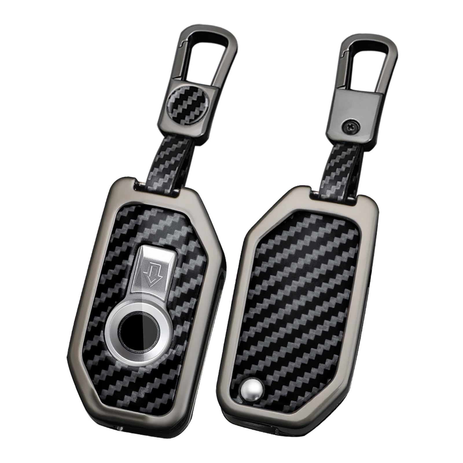 ontto Carbon Fiber Key Holder Fit for BMW Motorcycle Key Fob,Solid Key Fob Cover with Keychain for R1250GS ADV R1200GS C400GT 750GT F850 F750GS F850GS F900R F900XR K1600,Black