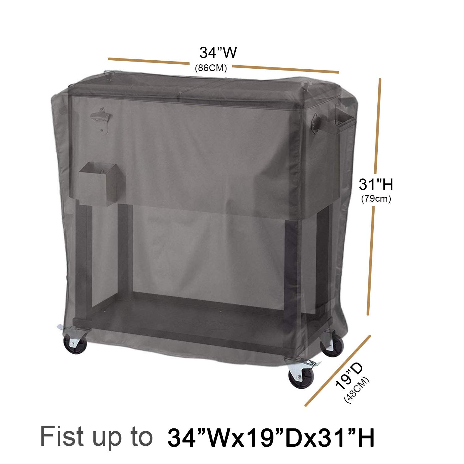 Covolo Patio Cooler Cart Cover Waterproof with Coating, Fits Most 80