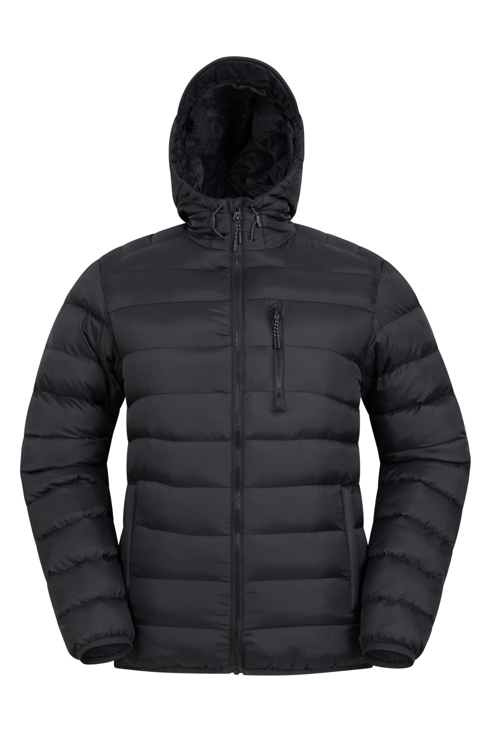 Mountain Warehouse Men's Black Link Padded Jacket - Showerproof, Lightweight & Warm Puffer Coat With Lots Of Pocket - Ideal For Cold & Wet Weather 4XL