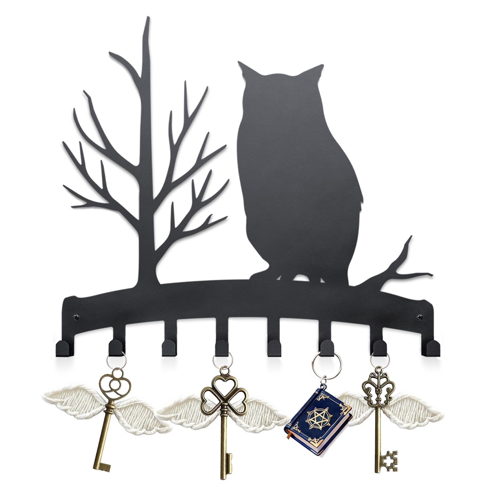 Colgador de llaves de búho decorativo para pared entrada de casa organizador de 8 ganchos