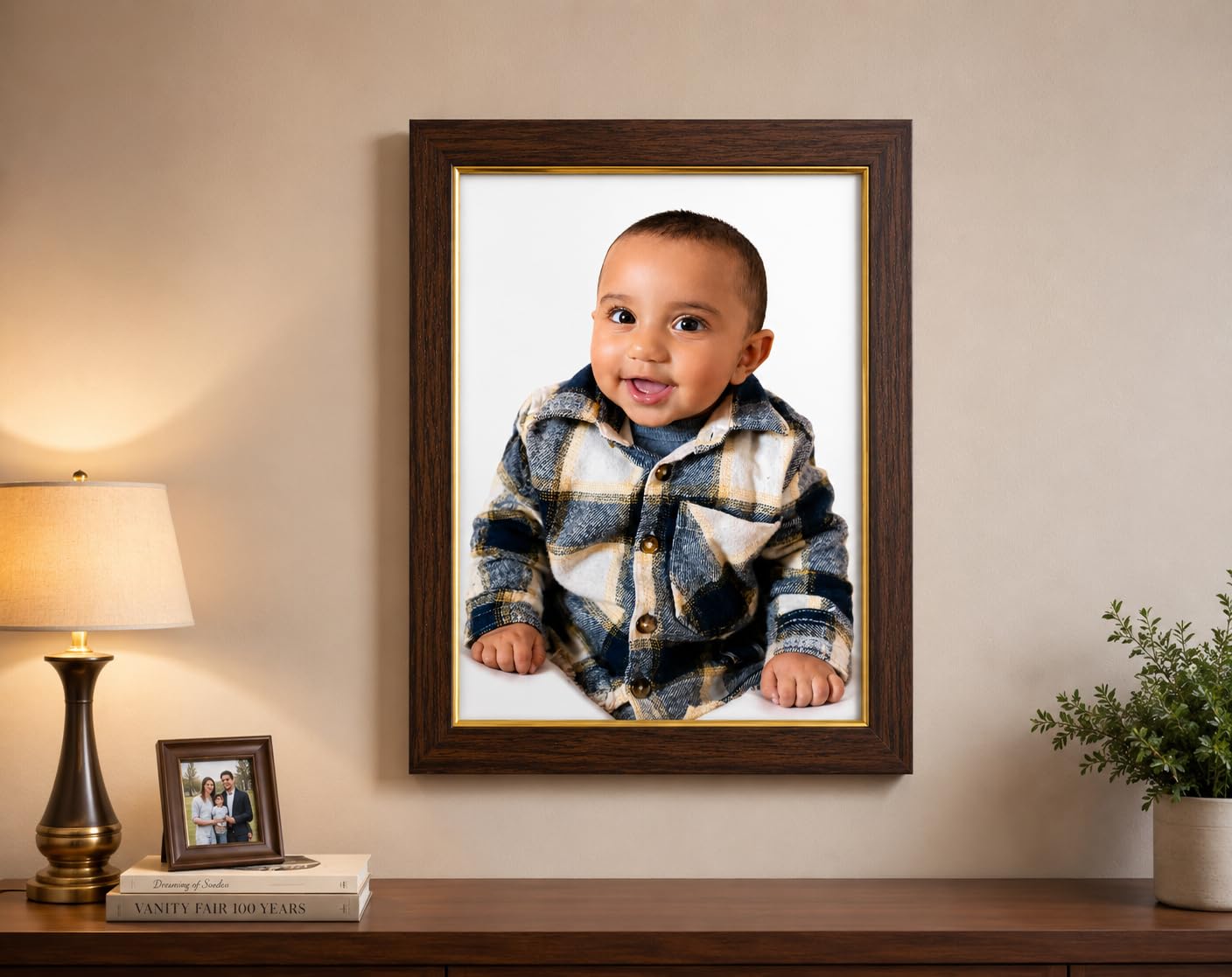 Personalised Photo Frame Any Size, Multiple border Available (53155, 6x8) | Personalised Photo, Swing Stand Design, Chain Hanging Style, Tabletop Display, Clear Gloss-image-29