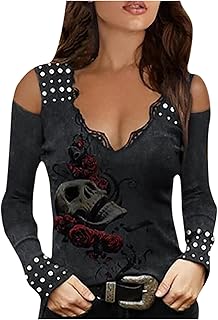 2021 Camiseta Manga Larga Mujer otoño Moda Manga Larga Camiseta Largo encaje Patchwork Blusas Impresión camisa Cuello en V basica Camiseta Suelto Tops Casual fiesta T-Shirt original tee