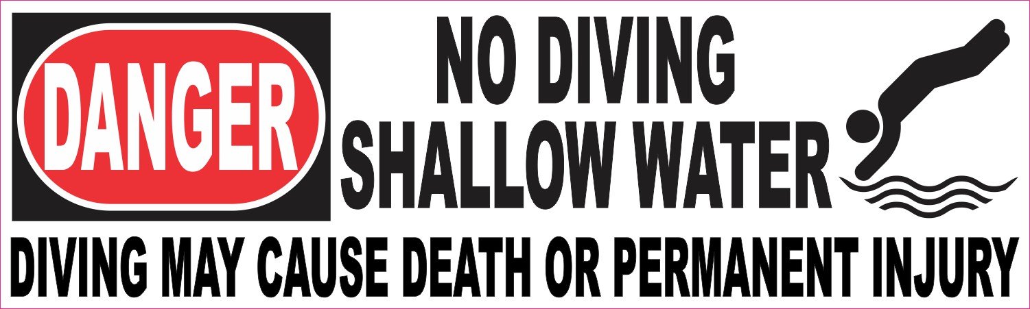 StickerTalk No Diving Sticker Shallow Water, 10 inches by 3 inches