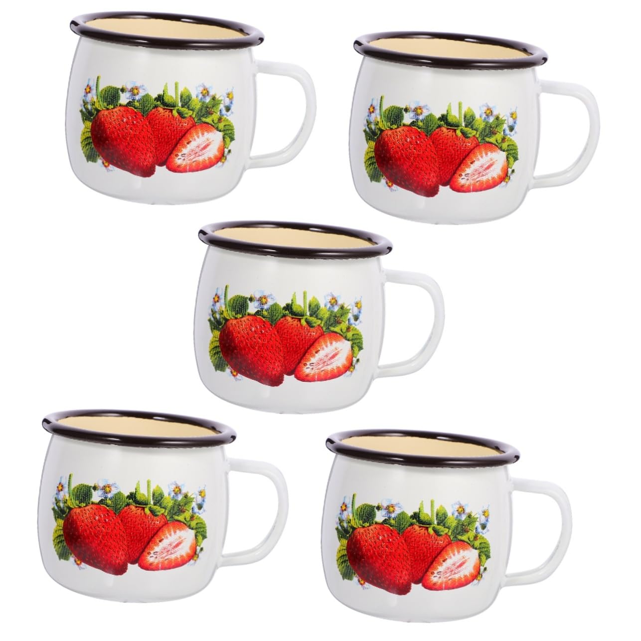 Cabilock 5 Stück Emaille Becher Teetasse Tassen Wassergläser Kaffeebecher Retro Emaille Tee Vintage Stil Zuhause Trink