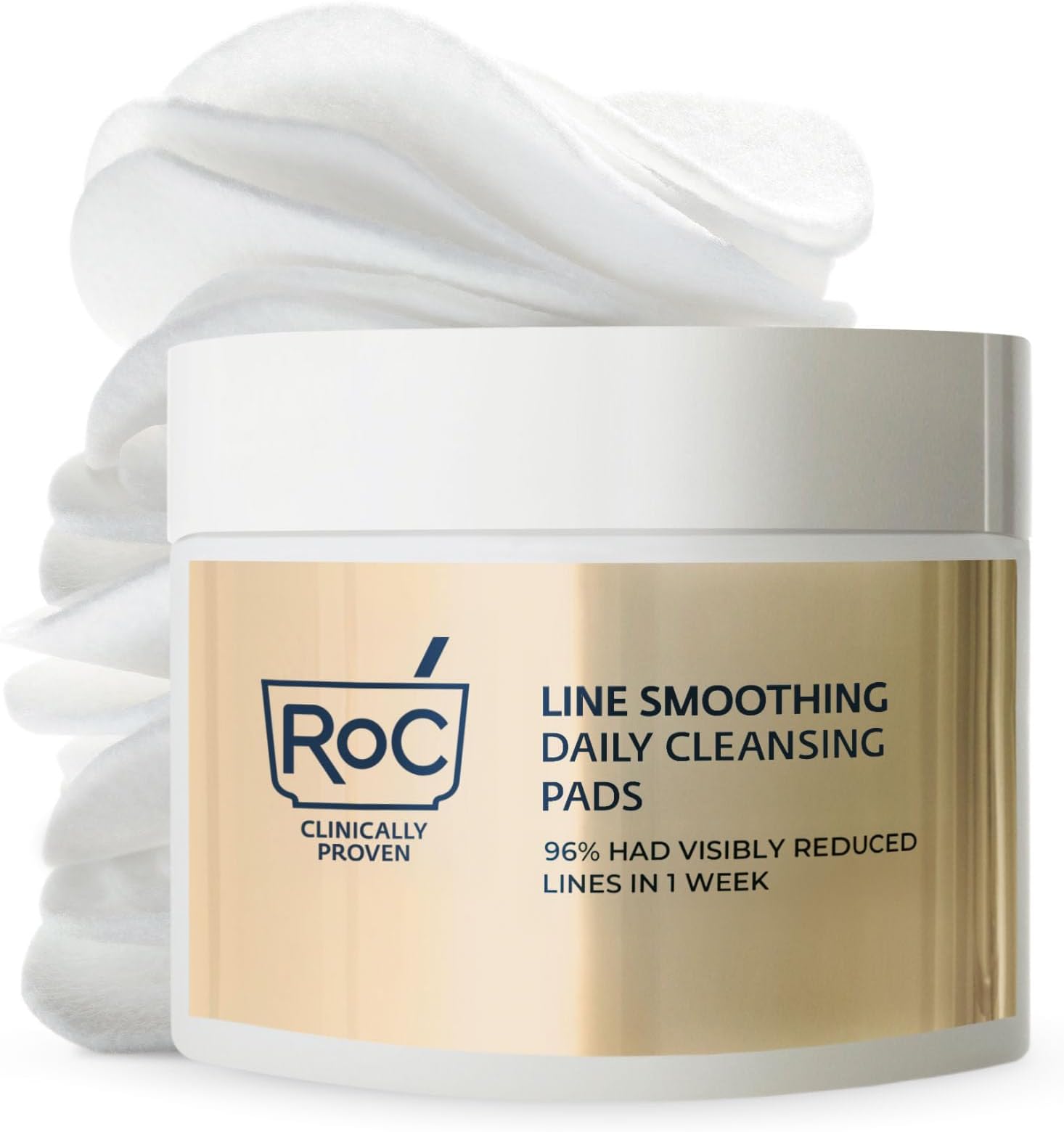 RoC Resurfacing Disks, Hypoallergenic Exfoliating Makeup Remover Pads for Wrinkles and Skin Tone, Oil-Free Daily Cleanser, Stocking Stuffers for Men & Women, 28 Count (Packaging May Vary)