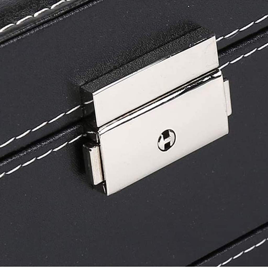 Caja de reloj de piel sintética para hombre con tapa de cristal