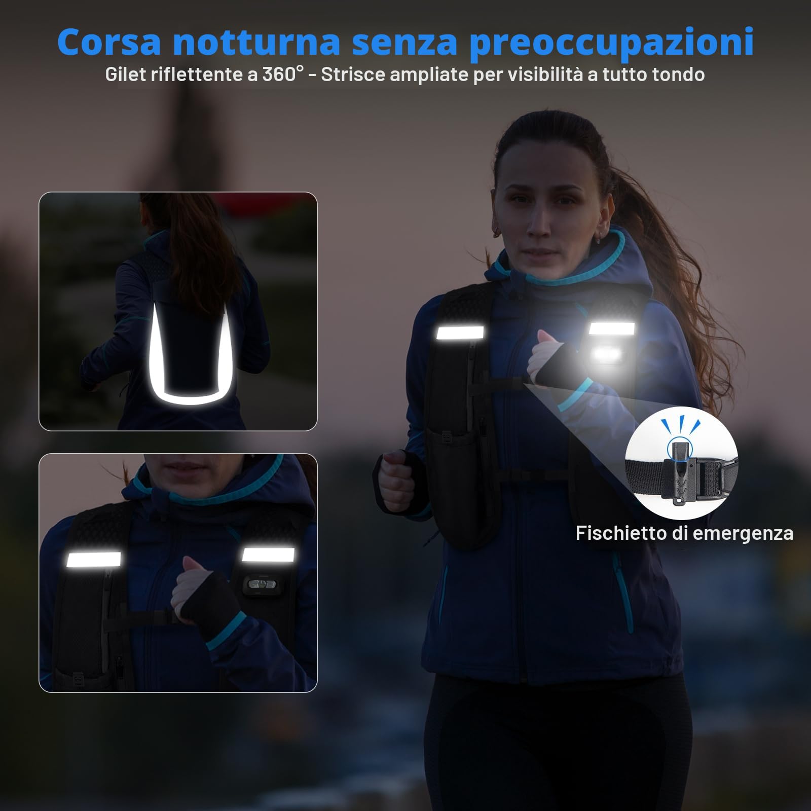 Nextyu Gilet Running Uomo Donna, Zaino Idratazione Trail Running Leggero con Borraccia Morbida 500ml, Luci LED & Cinghie Pettorali Regolabili per Corsa MTB Ciclismo Maratona Escursionismo