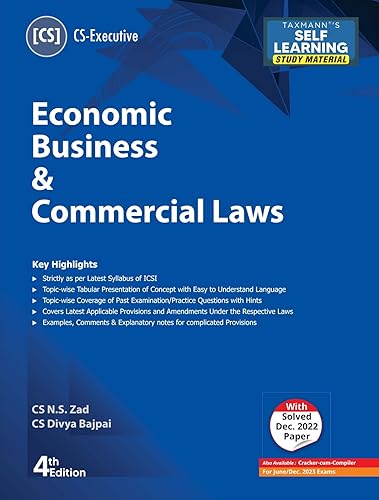 Taxmann's Economic Business &amp; Commercial Laws (Paper 7 | EBCL) – Most updated &amp; amended textbook in simple/concise language | Tabular Format | CS Executive | June/Dec. 2023 Exams