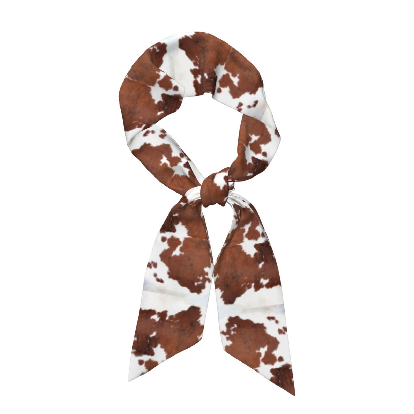 Animal Brown Cowhide Print Cow Neck Scarves, Kerchief Neckerchief Headband, Women's Fashion Scarf