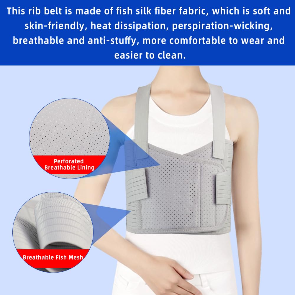 Malloraned Rib Brace for Women,Adjustable Rib Compression Wrap with Cross Straps, Chest Support for Rib Fractures, Chest Strains, and Dislocations,Rib Braces Fixation Strap for Men (S/M)