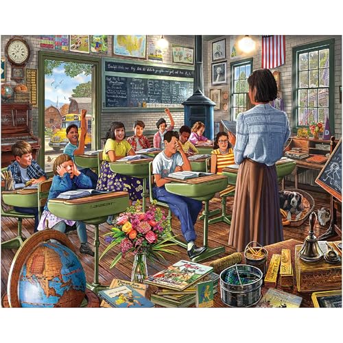 Rompecabezas White Mountain de 1000 piezas: Aula vintage, infancia retro, piezas grandes, regalo para adultos y familia, 24" x 30" miniatura 1