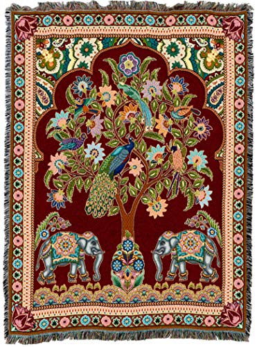 Pure Country Weavers Asian Elephants Blanket - Tree Of Life Gift Tapestry Throw Woven From Cotton - Made In The Usa (72X54) #TOP3