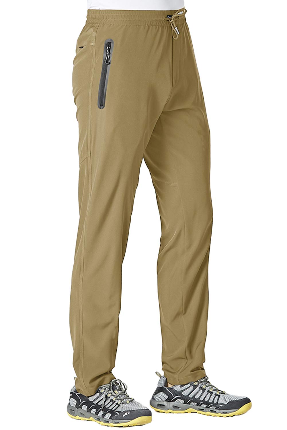 TBMPOYMen's Lightweight Hiking Travel Pants Breathable Athletic Fishing Active Joggers Zipper Pockets