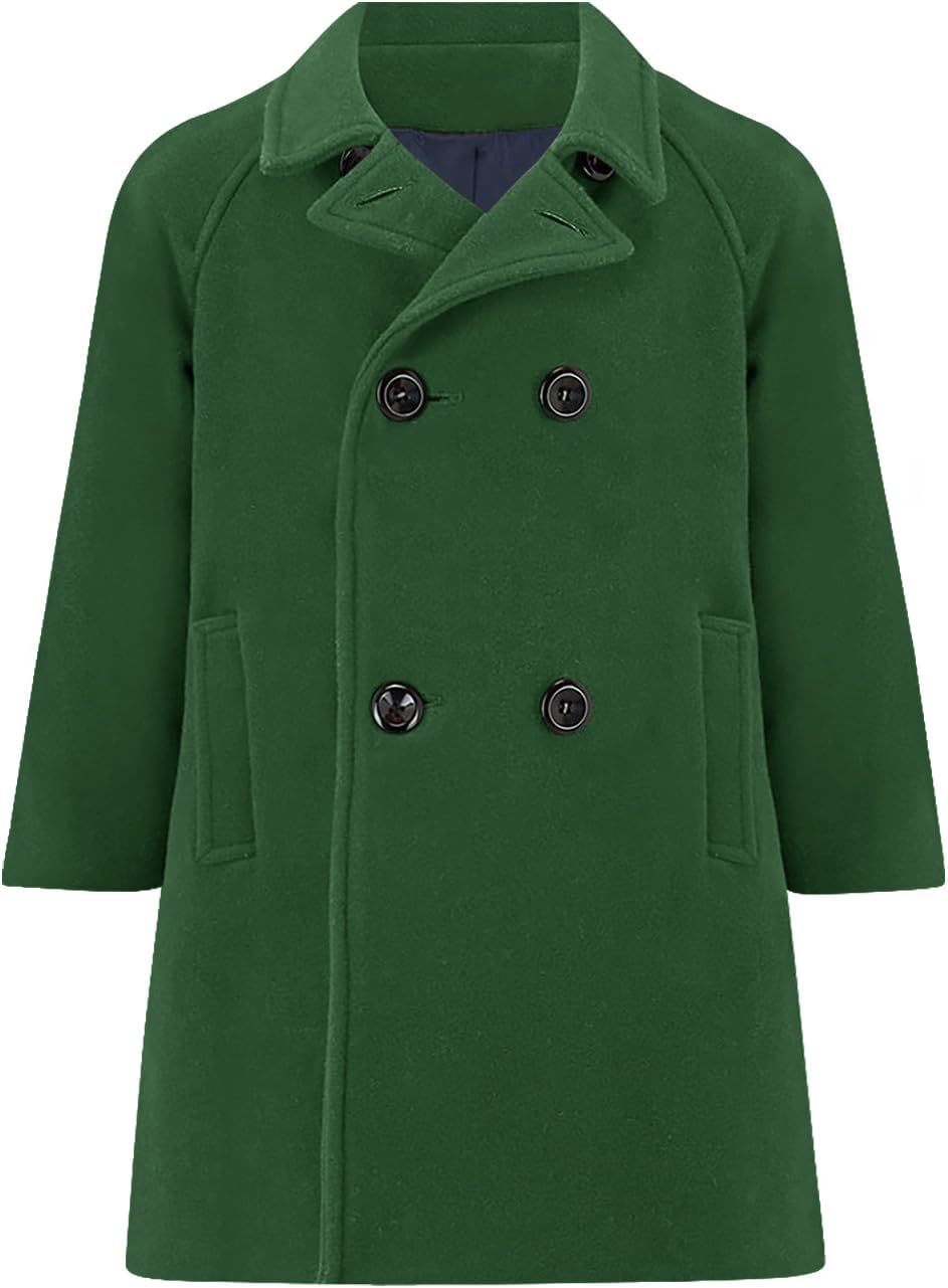 Meikulo Boys Double Breasted Pea Coat Kids Winter Notched Collar Overcoat 5-14 Years - Image 5