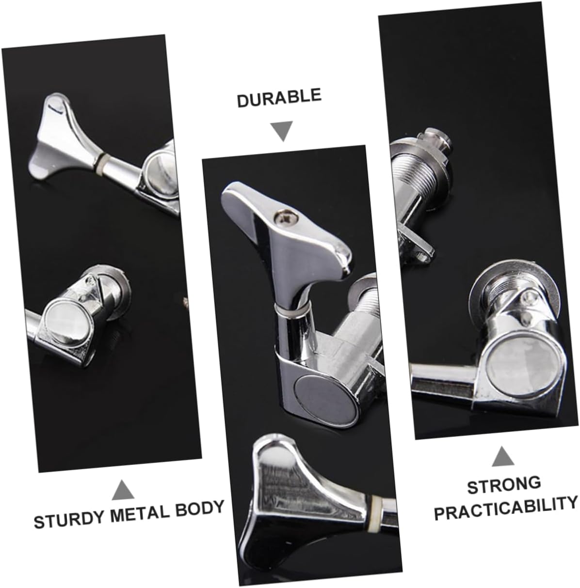 BESPORTBLE Bass Guitar Tuning Keys 2r2l Silver Buttons Replacement Parts for Bass Machine Head