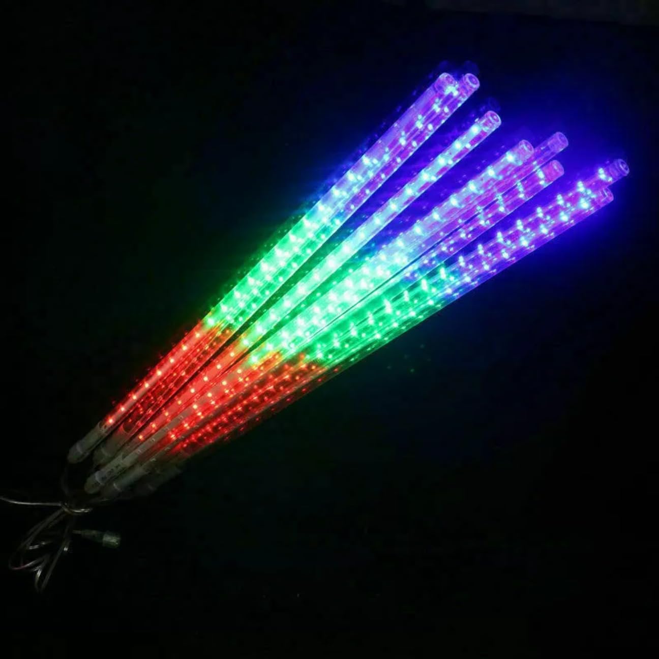 30cm 8-Tube Meteor Shower Raindrop Cascading Lights | Multicolor Fairy String Lights | Christmas Icicle Lights for Xmas Tree, Garden, Outdoor, Party, Wedding Décor (Multi)