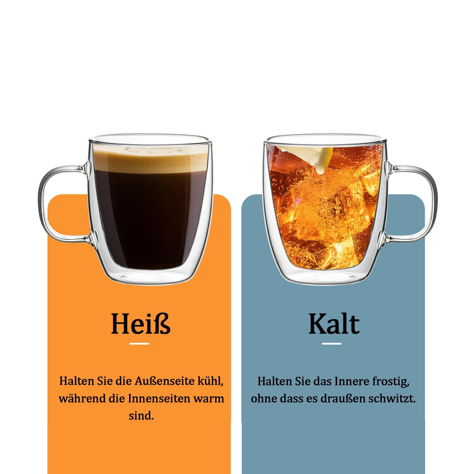 Keyoung Pack of 4 Double-Walled Coffee Glasses, 450 ml, Latte Macchiato Glasses, Floating Effect - Image 4
