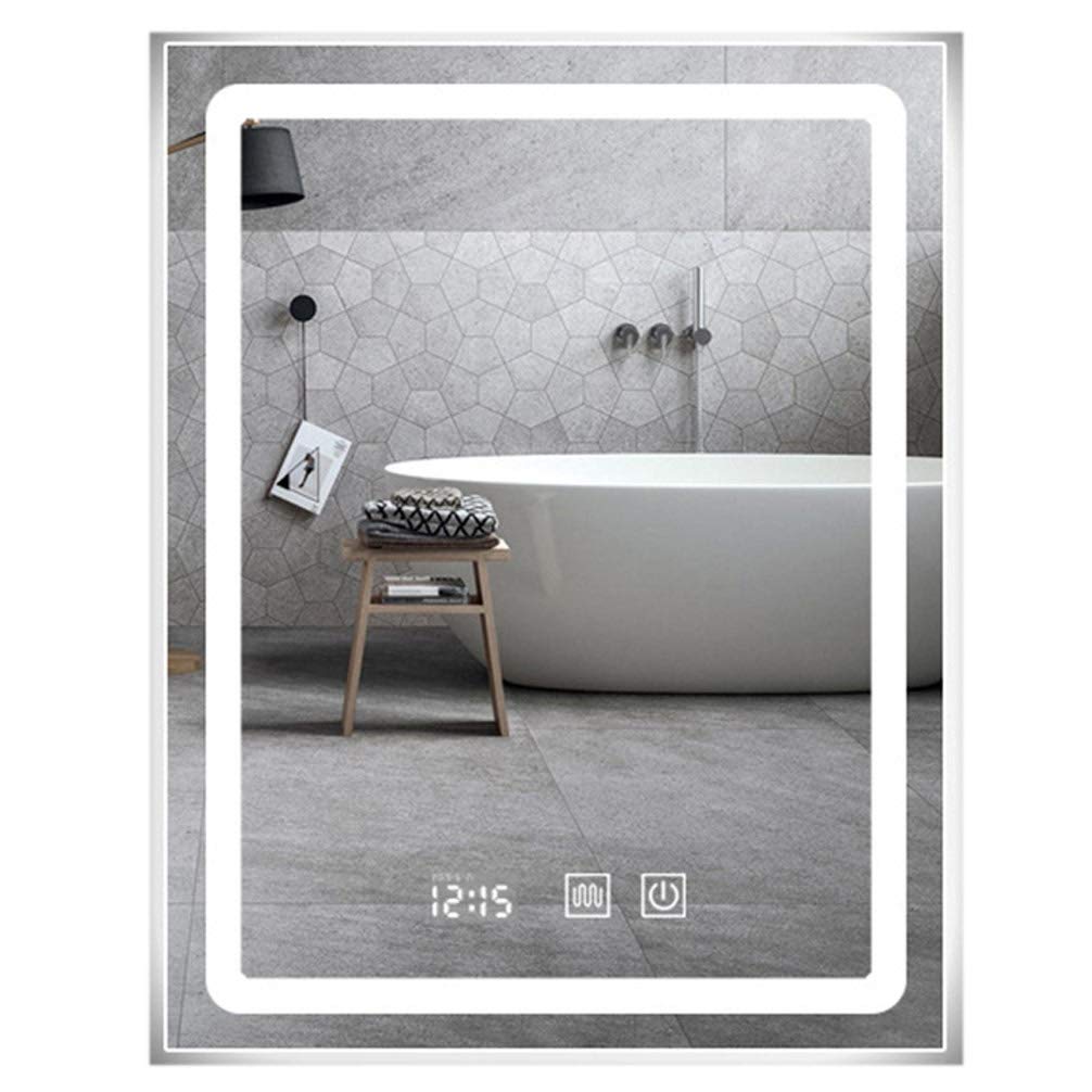 SXFSDOU 220V Smart LED Vanity Mirror, 80x130cm Dual-Color Defogging Mirror for Bathroom, Illuminated Vertical Makeup Multifunctional Toiletry Accessory