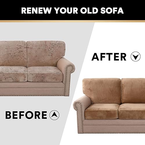 Miniatura 7 de PrinceDeco Fundas de sofá de terciopelo de varias piezas, fundas de cojín lavables, fundas de cojín de asiento y respaldo, fundas de sofá para sofá