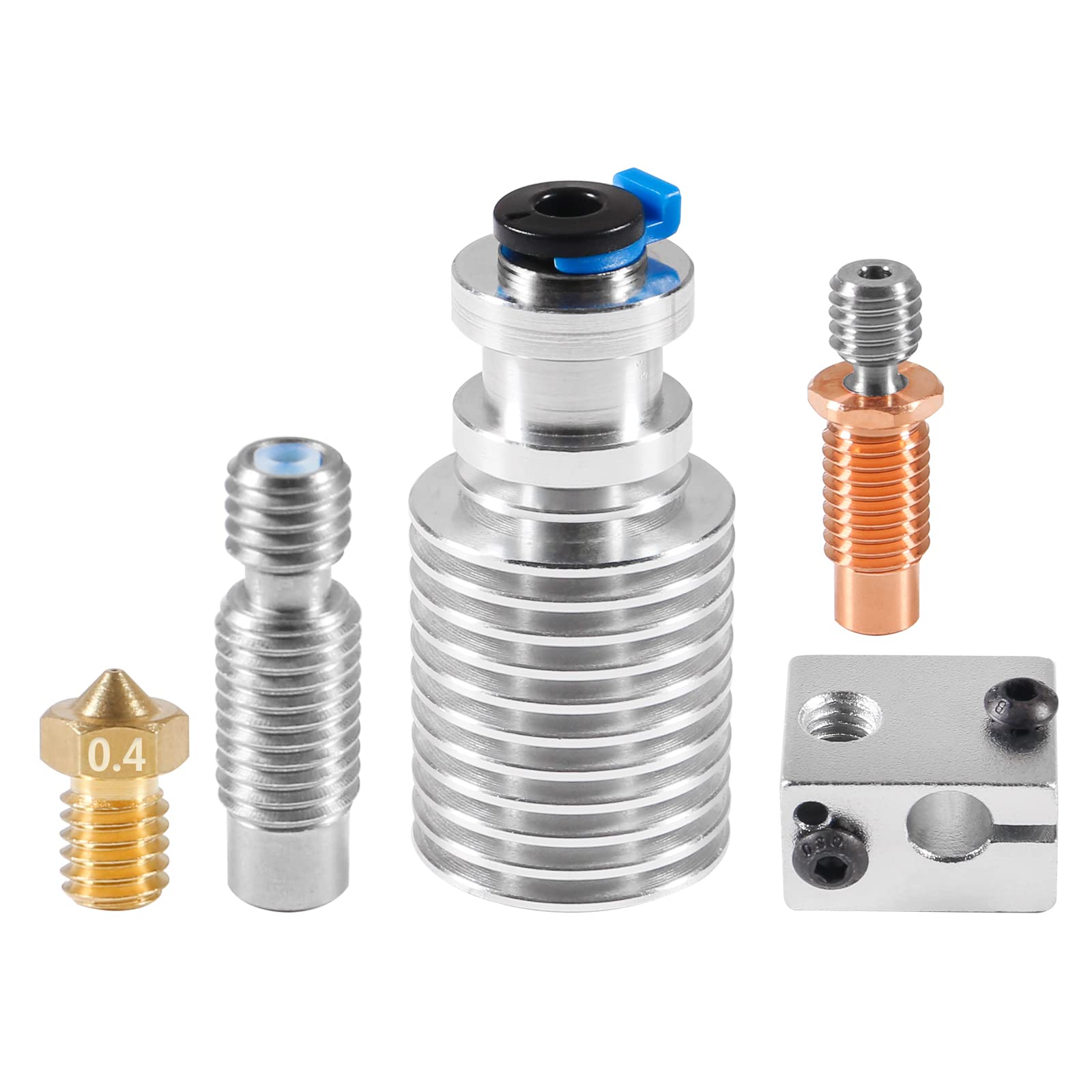 QCCAN for E3D V6 Hotend Remote Short Direct Heat Sink 1.75mm, Bimetal Heatbreak, and Nozzle/Heater Block for Feeding 3D Printer Extruder