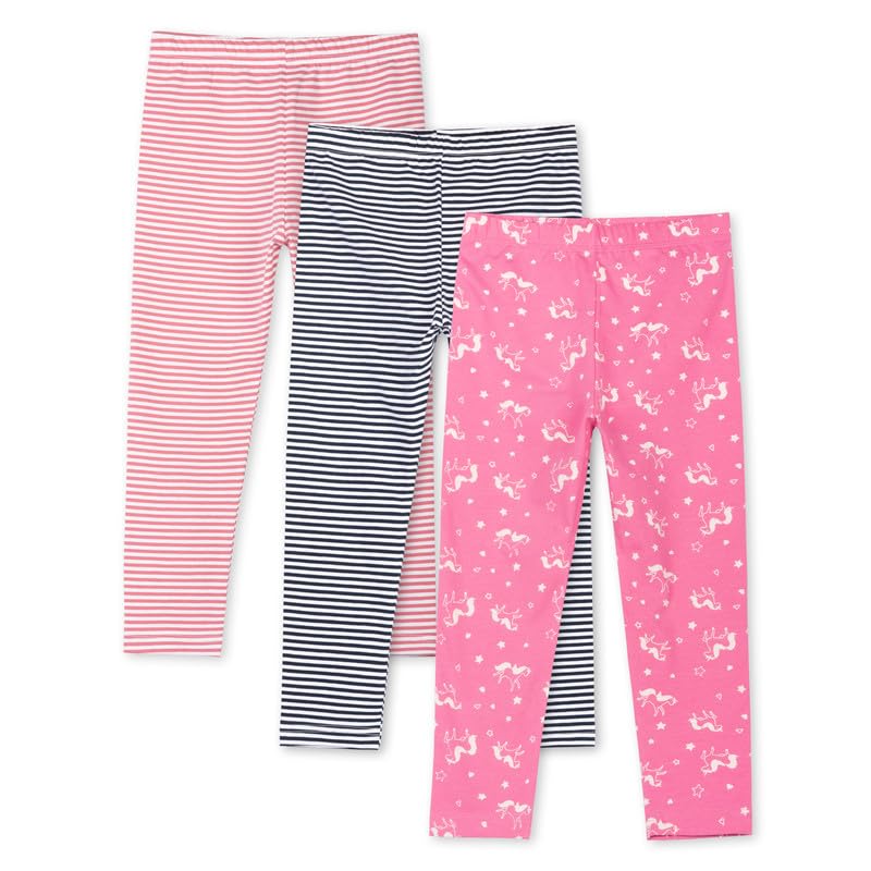 Image of Real Basics Girls Cotton Printed Non-Transparent Regular Fit Ankle Length Leggings (3 Leggings Set)