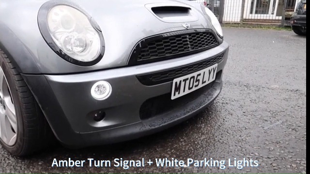 LED Front Corner Lights For Mini Cooper R50/R53 2002-2006 - White Halo DRL, Amber Turn Signal, Smoke Lens
