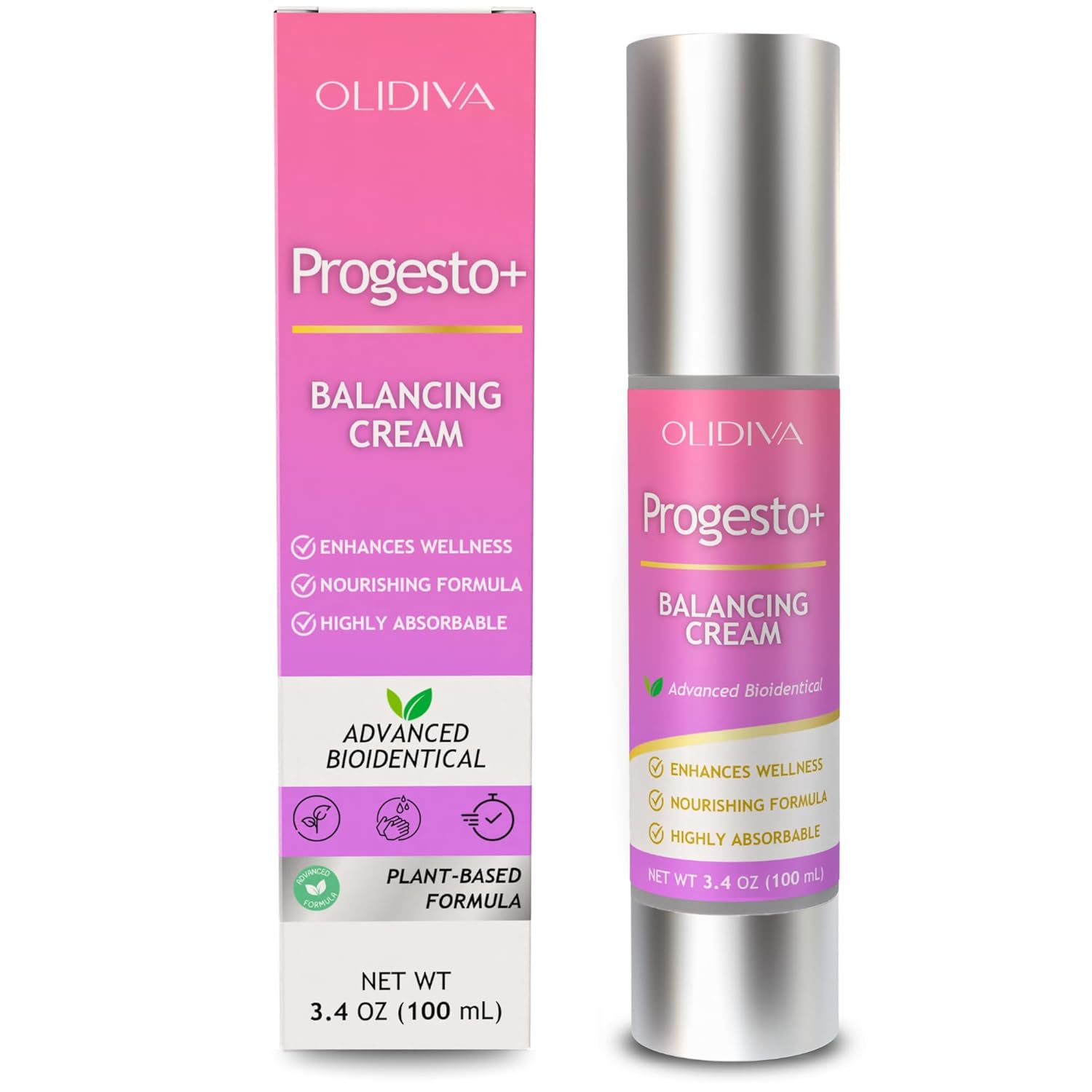 Progesto+ Cream | Bioidentical Hormone Support & Synthetic Progesterone Free | For PMS & Menopausal Comfort 100g / 3.4 oz (3 Month Supply)