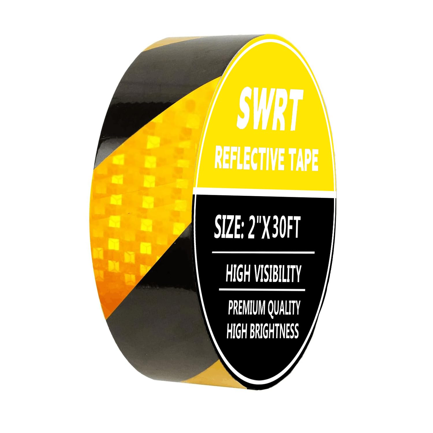 SWRT2 Inch X 30 FT Reflective Tape Outdoor Waterproof Black & Yellow Reflective Tape Strong Adhesive Caution Hazard Warning Tape Reflector Conspicuity Tape for Trailer Sign