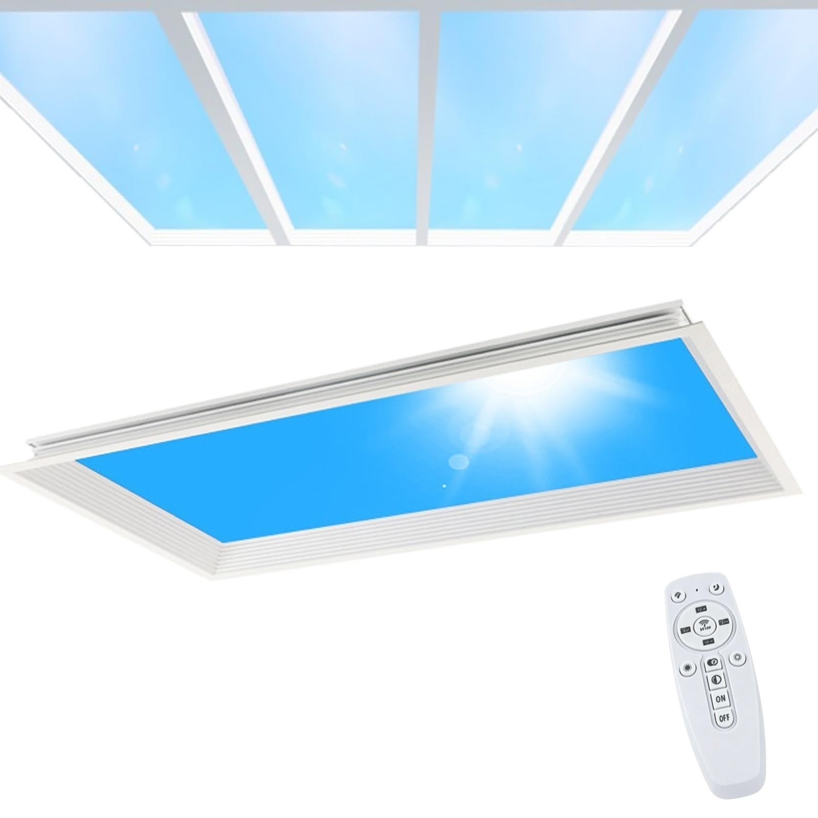 Smart Blue Sky Light, Natural Daylight Blue Sky Ceiling Lamp, Sunlight Lamp Simulate Sunlight Irradiation, Artificial Skylight with Adjustable Brightness, for Living Room, Bathroom, Office