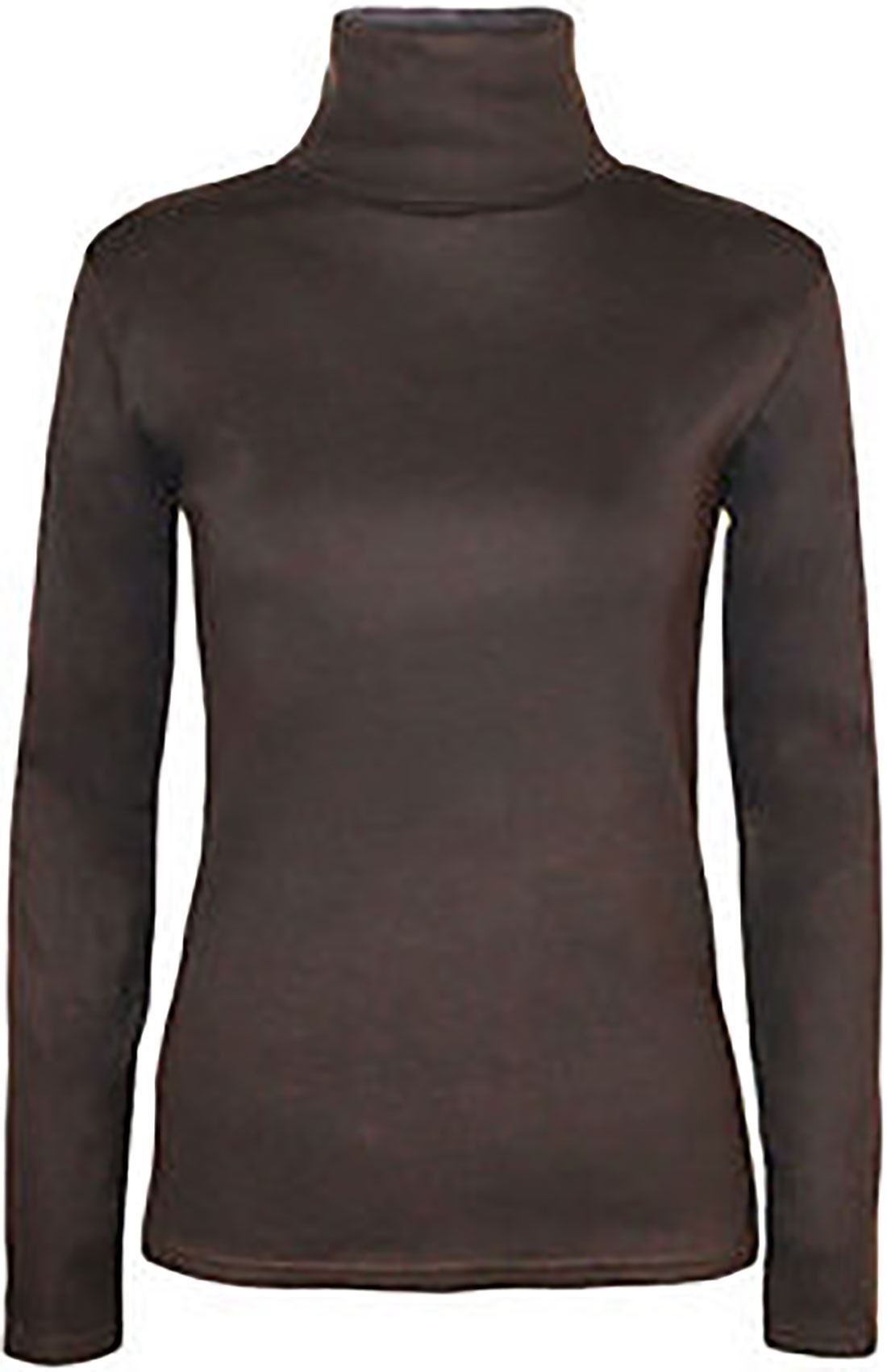 WearAll New Ladies Turtle Neck Long Sleeved Stretch Plain Polo Top Women Jumper - Brown 24-26