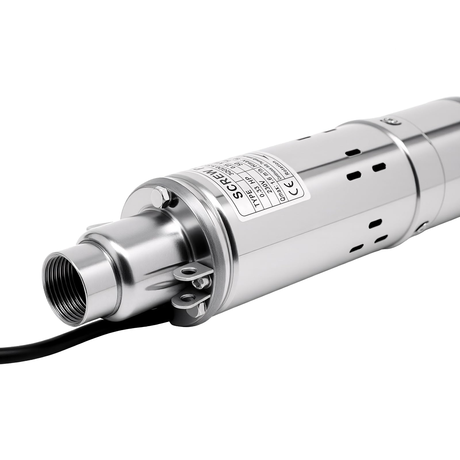 Pompa per pozzi profondi 3", 250 W, 220-240 V, in acciaio inox, cavo 20 m, mandata 80 m, portata 1600 l/h, IP68, per irrigazione, agricoltura, camper