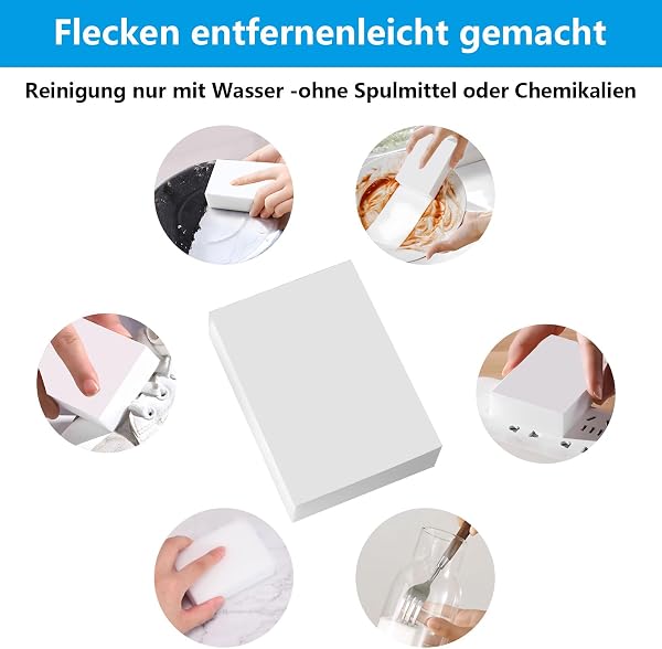8 Pcs Eponge Magique Mur Blanc, Gomme Magique Mur Blanc, Eponge Vaisselle, éponges Cuisine pour Nettoyant Salle de Bain Cuisine Taches de Chaussures (10 x 6 x 2 cm) - 5