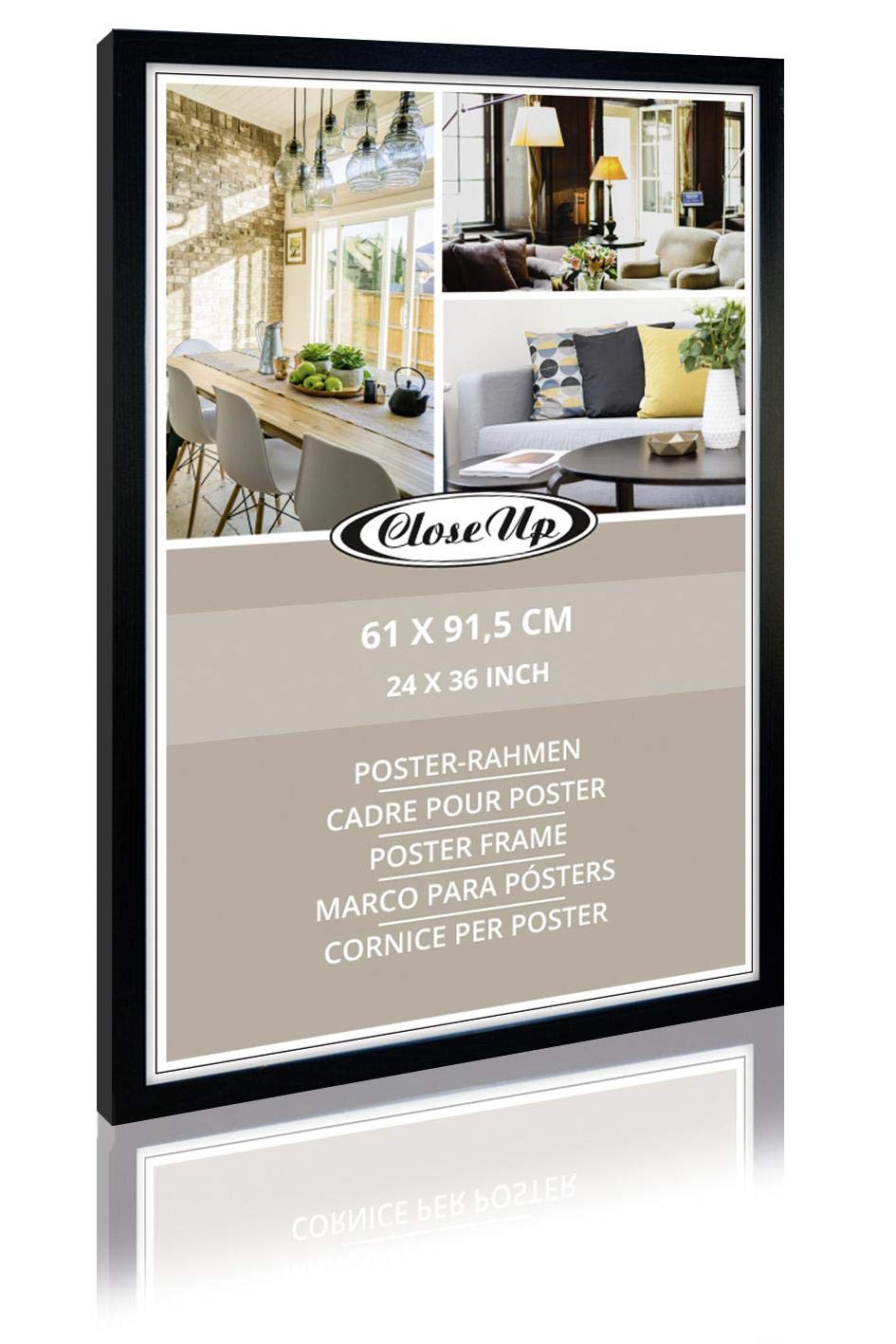 Close Up Cornice portafoto bianca | decorazione in legno (MDF) | Maxi poster di grandi dimensioni | vetro acrilico | 61 x 91,5 cm