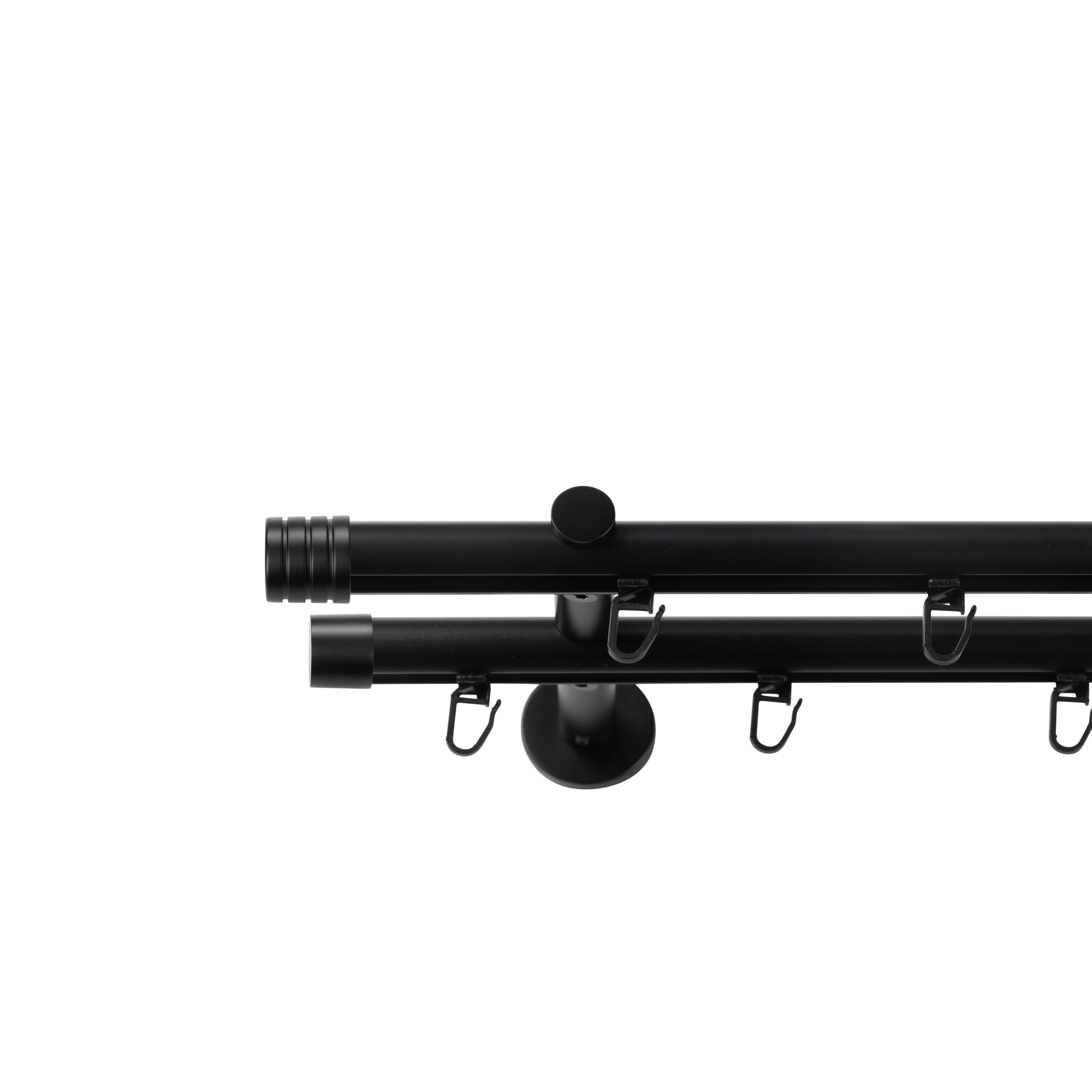 SN Deco Innenlauf-Gardinenstangen-Set Lille, 19 mm, 2-läufig, Stahl, Komplett-Set mit Gleitern, Doppelträger, 360 cm, schwarz