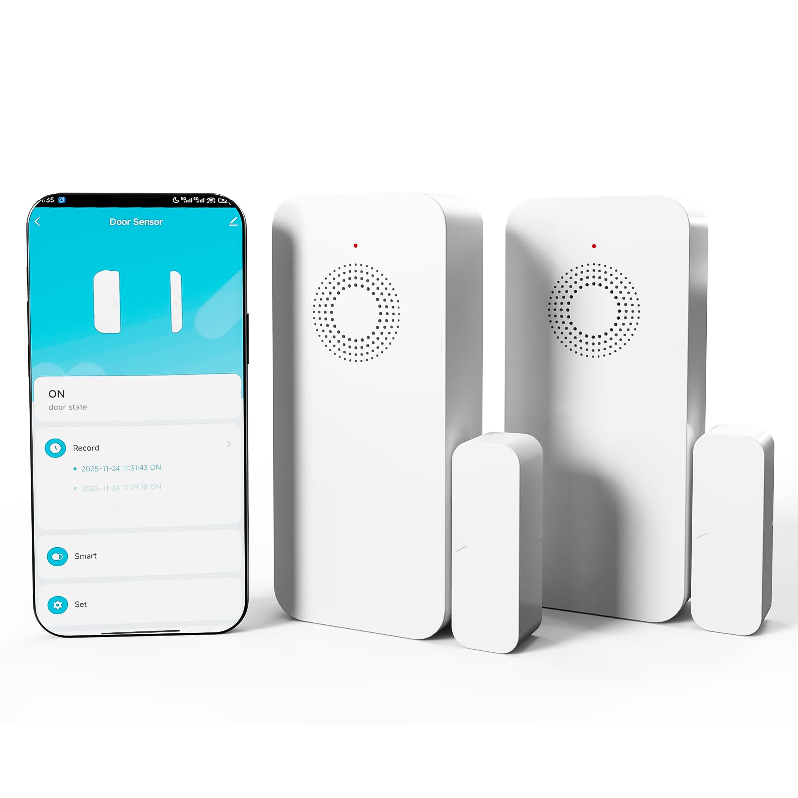 Photo 1 of WARROXIDE WiFi Door Window Alarm, Smart Contact Sensor with APP Alerts & Sound Light Alarm, DIY Home Security System for House, Apartment, Office (Battery Not Included)