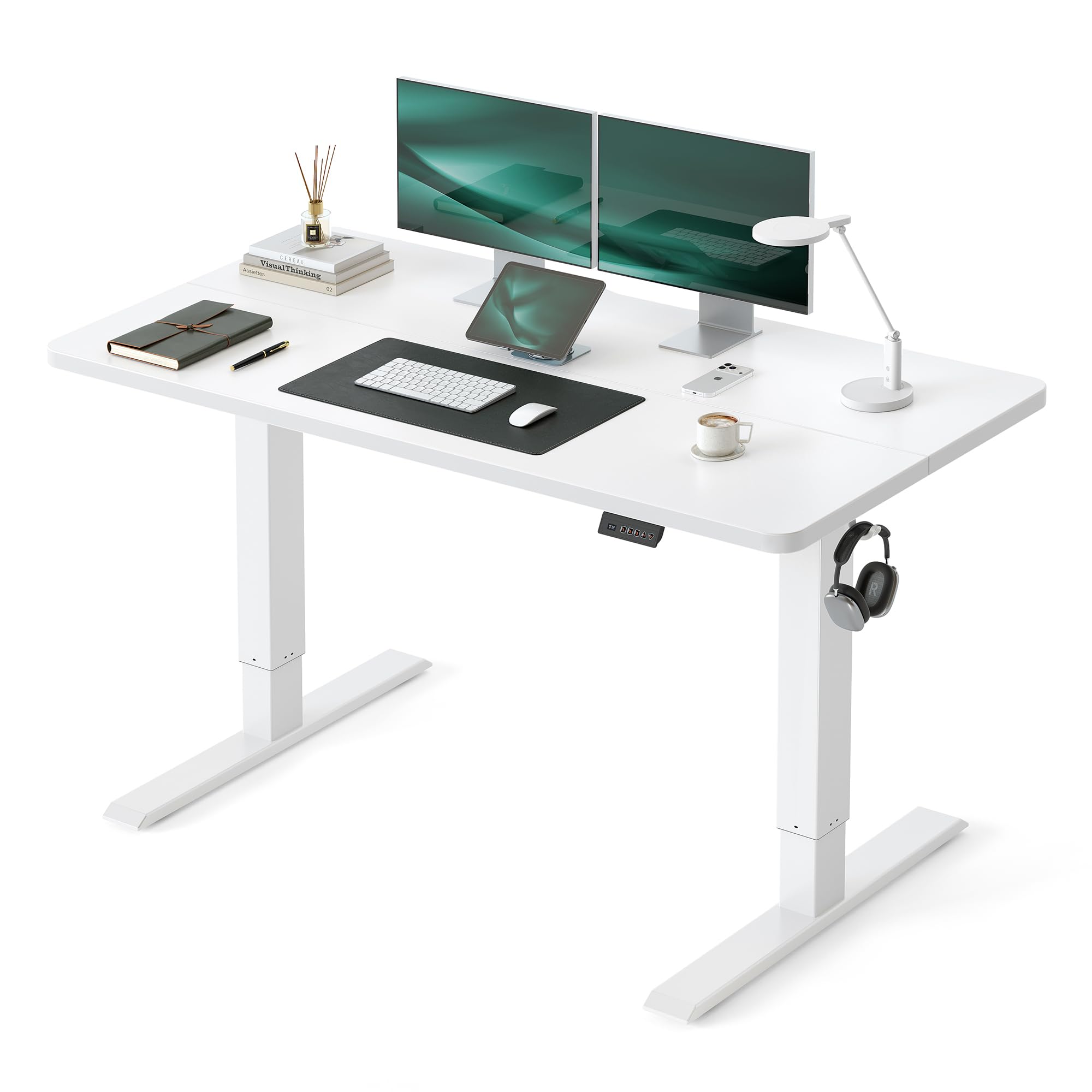 Photo 1 of [SIMILAR ITEM!!] CubiCubi Electric Standing Desk Height Adjustable, 47.2 x 23.6 Inches Home Office Computer Desk, Sit to Stand Up with Memory Presets, White